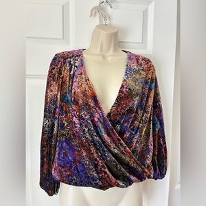 Anthropologie Multicolor Velvet Wrap Blouse